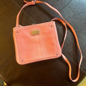Nine West salmon faux snake skin cross body purse